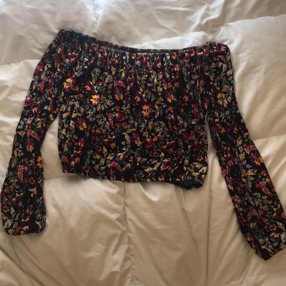 Black Floral Crop Top